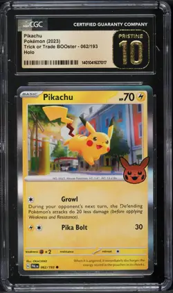 Pokemon Pikachu Trick or Trade #062 2023 CGC 10 PRISTINE - Image 1