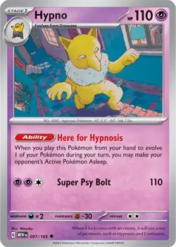 Hypno MEW 097/165 Pokemon SV: Scarlet & Violet 151 Uncommon Normal EN NM - Image 1