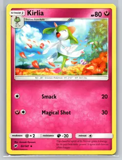 Kirlia 92/147 Burning Shadows Fairy Type Stage 1 Pokemon TCG Collectible - Image 1