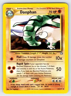 Donphan 21/111 2000 Neo Genesis Pokemon Card TCG Vintage WOTC Non Holo Rare - Lp - Image 1