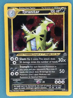 1st Edition Pokemon Tyranitar 12/75 Holo Rare Card Neo Discovery WOTC Vintage - Image 1