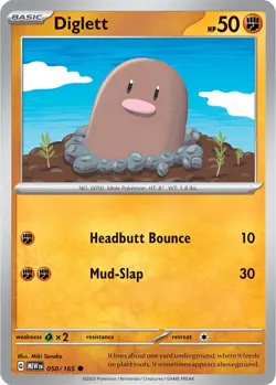 Diglett MEW 050/165 Pokemon SV: Scarlet & Violet 151 Common Normal EN NM - Image 1