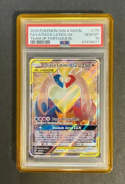2019 Pokemon Latias e Latios GX Team Up Portuguese #170/181 UR Full Art PSA 10 - Image 1