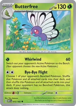 Butterfree MEW 012/165 Pokemon SV: Scarlet & Violet 151 Uncommon Normal EN NM - Image 1