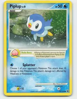 2008 Pokemon, Majestic Dawn, #72/100 Piplup, Common - Image 1