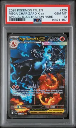 2025 POKEMON PFL EN-PHANTASMAL FLAMES #125 MEGA CHARIZARD X EX PSA 10 - Image 1