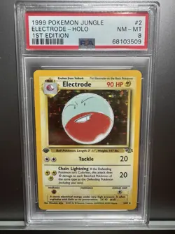 PSA 8 Electrode 1st Edition 2/64 Jungle Holo Rare Pokemon WOTC 1999 - Image 1