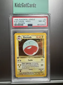 PSA 8 Electrode 1st Edition 2/64 Jungle Holo Rare Pokemon WOTC 1999 - Image 2