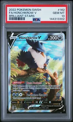 PSA 10 Honchkrow V 162/172 Brilliant Stars Alternate Full Art Pokemon GEM MINT - Image 1