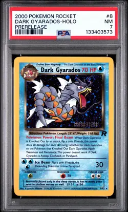 2000 POKEMON ROCKET PRERELEASE #8 DARK GYARADOS-HOLO PSA 7 - Image 1