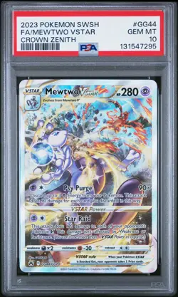2023 POKEMON SWORD & SHIELD CROWN ZENITH #GG44 FULL ART/MEWTWO VSTAR PSA 10 - Image 1