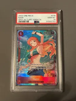 2022 ONE PIECE OP01-016 ROMANCE DAWN ALTERNATE ART-ERRATA #016 NAMI PSA 10 - Image 1