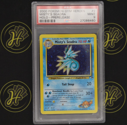 Misty’s Seadra 9/132 Gym Heroes 2000 Prerelease Holo Pokemon Card MINT PSA 9 - Image 1
