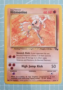 Hitmonlee 22/62 Rare: Fossil Pokemon Trading Card Game TCG - Image 1