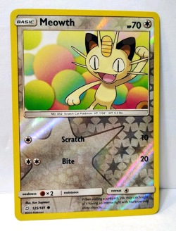 POKEMON MEOWTH 125/181 REVERSE HOLO SUN & MOON TEAM UP LP - Image 1