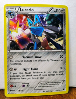 POKEMON LUCARIO 63/124 HOLO RARE FATES COLLIDE LP MEGA ALAKAZAM IN ARTWORK - Image 1