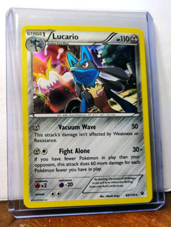 POKEMON LUCARIO 63/124 HOLO RARE FATES COLLIDE LP MEGA ALAKAZAM IN ARTWORK - Image 5