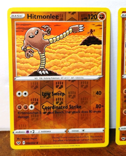 POKEMON HITMONLEE 094/202 & HITMONCHAN 095/202 REVERSE HOLOS SWORD & SHIELD NM - Image 2