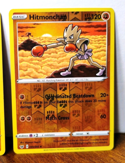 POKEMON HITMONLEE 094/202 & HITMONCHAN 095/202 REVERSE HOLOS SWORD & SHIELD NM - Image 3