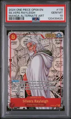 2024 ONE PIECE OP08-TWO LEGENDS MANGA ALTERNATE ART #118 SILVERS RAYLEIGH PSA 10 - Image 1