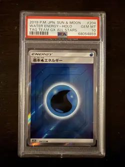 Pokemon Tag Team GX All Stars Water Energy Holo 204/173 PSA 10 GEM MT - Image 1