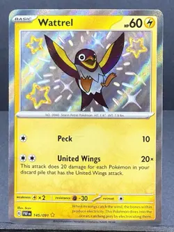 WATTREL 145/091 SHINY HOLO RARE PALDEAN FATES SV4.5 POKEMON NEAR MINT NM - Image 1