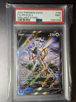 2022 POKEMON SWORD & SHIELD BRILLIANT STARS #166 FULL ART/ARCEUS V PSA 9 - Image 1