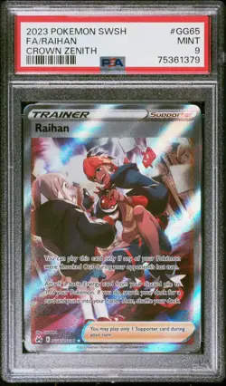 Raihan GG65/GG70 PSA 9 Pokemon Graded Mint Crown Zenith Galarian Gallery - Image 1