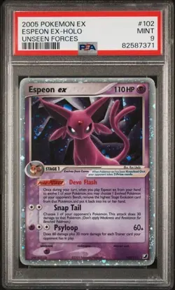 SWIRL 2005 POKEMON EX UNSEEN FORCES #102 ESPEON EX-HOLO PSA 9 - Image 1