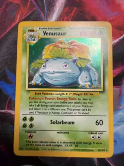 NM Base Holo Vintage Pokemon TCG Venusaur 15/102 Base Set Holo Rare 1999 - Image 1