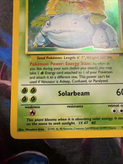 NM Base Holo Vintage Pokemon TCG Venusaur 15/102 Base Set Holo Rare 1999 - Image 5