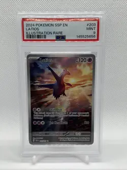 Pokemon TCG Latios Illustration Rare 203/191 Sv08 Surging Sparks PSA 9 - Image 1
