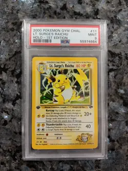 Pokemon Lt. Surge's Raichu Gym Challenge 1st Edition PSA 9 Mint - Image 1