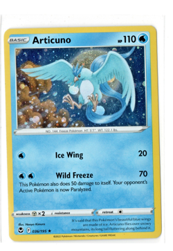 Articuno 036/195 Cosmos Holo Swirl (Above Head) Pokemon TCG Silver Tempest - EX+ - Image 1