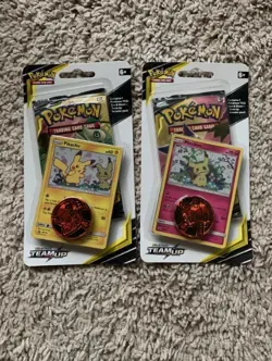 4x Sealed Pokemon TCG Sun & Moon Team Up Blister Packs – Pikachu SM162 & Mimikyu - Image 1