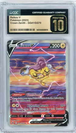 CGC 10 PRISTINE Raikou V GG41/GG70 Crown Zenith Galarian Ultra Rare Holo Pokemon - Image 1