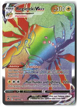 Regieleki VMAX ⭐ 198/195 Holo Rare Rainbow Silver Tempest 2022 Pokemon NM - Image 1