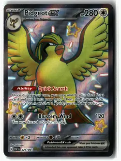 Pidgeot ex ⭐ 221/091 Holo Shiny Ultra Rare Paldean Fates 2024 Pokemon NM - Image 1