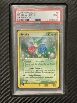 2003 PSA 9 Roselia #9 Holo Rare Eseries Pokemon TCG EX Dragon - Image 1