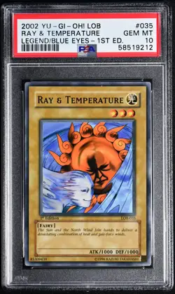 Yugioh RAY & TEMPERATURE LOB-035 1st Edition GEM MINT PSA 10 - Image 1