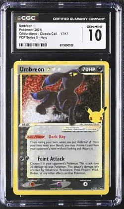 CGC 10 Umbreon Celebrations 17/17 Classic Collection Pokemon Card Gold Star 2021 - Image 1