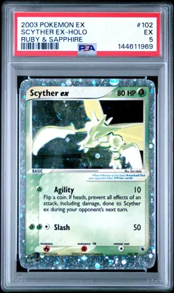 2003 POKEMON EX RUBY & SAPPHIRE #102 SCYTHER EX-HOLO PSA 5 - Image 1