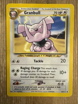 Granbull 37/111 2000 Neo Genesis Pokemon Card Vintage WOTC Uncommon - DMG - Image 1
