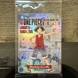 One Piece Monkey D. Luffy US Voyage College Basketball Promo Card SEALED PRESALE - Image 1