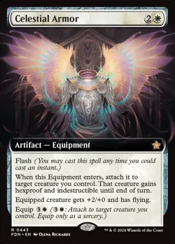 MTG Celestial Armor Extended Art ** Foundations ** English - Image 1