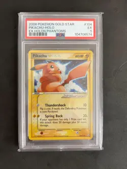 Pikachu Gold Star Holo #104 Holon Phantoms PSA 5 2006 Pokemon English - Image 3