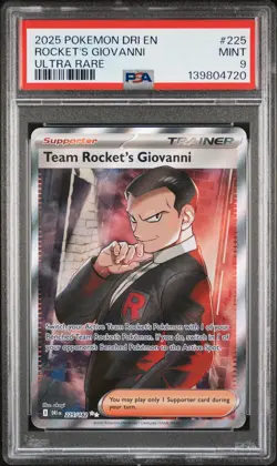 2025 POKEMON DRI EN-DESTINED RIVALS ULTRA RARE #225 TEAM ROCKET'S GIOVANNI PSA 9 - Image 1