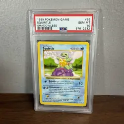 1999 Pokemon Base Set Shadowless Squirtle #63/102 PSA 10 Gem Mint - Image 1