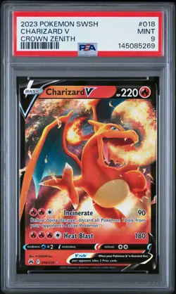 2023 POKEMON SWORD & SHIELD CROWN ZENITH #018 CHARIZARD V PSA 9 - Image 1