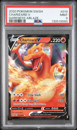 2020 POKEMON SWORD & SHIELD DARKNESS ABLAZE #019 CHARIZARD V PSA 9 - Image 1